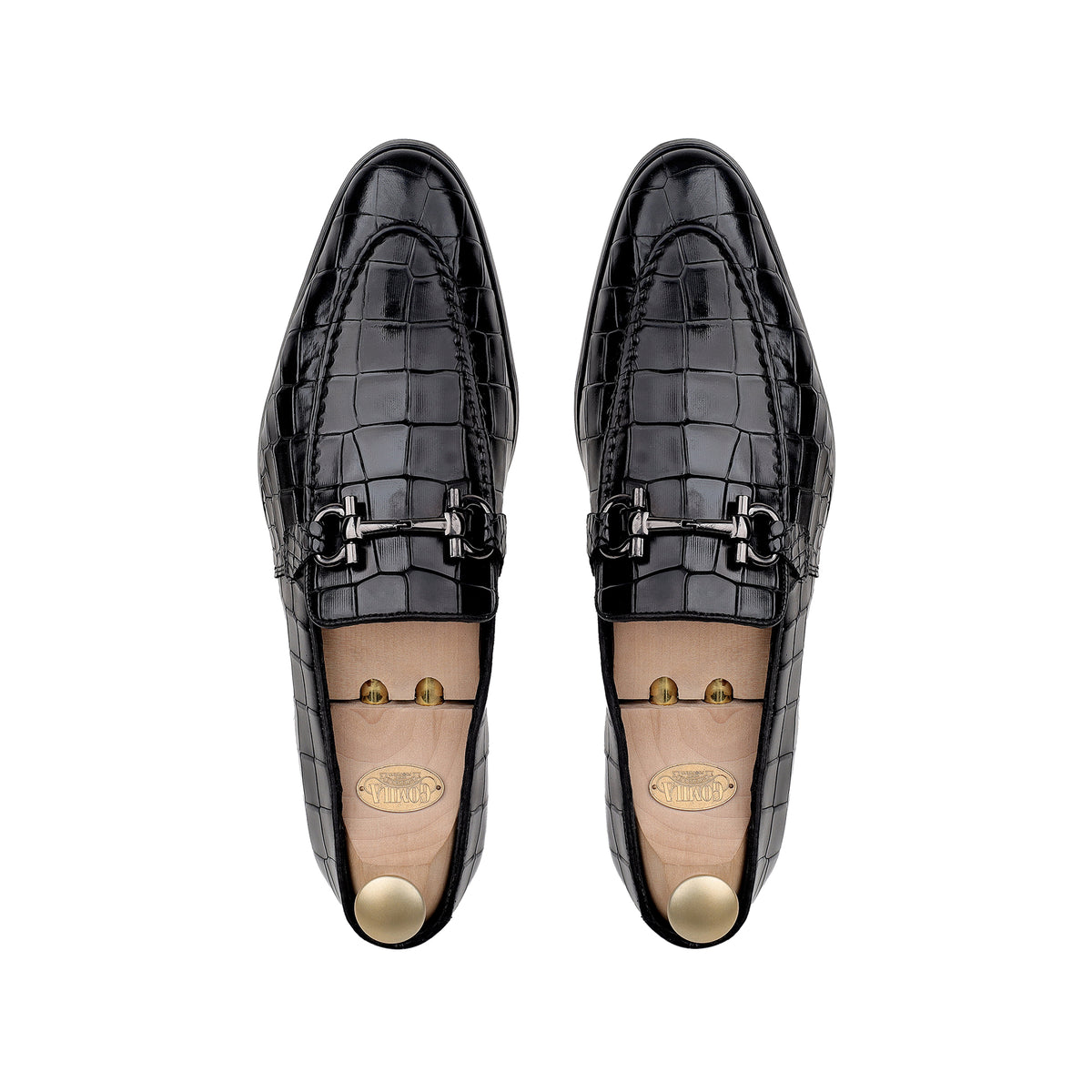 Heath - Men's Black Crocodile Printed Loafer