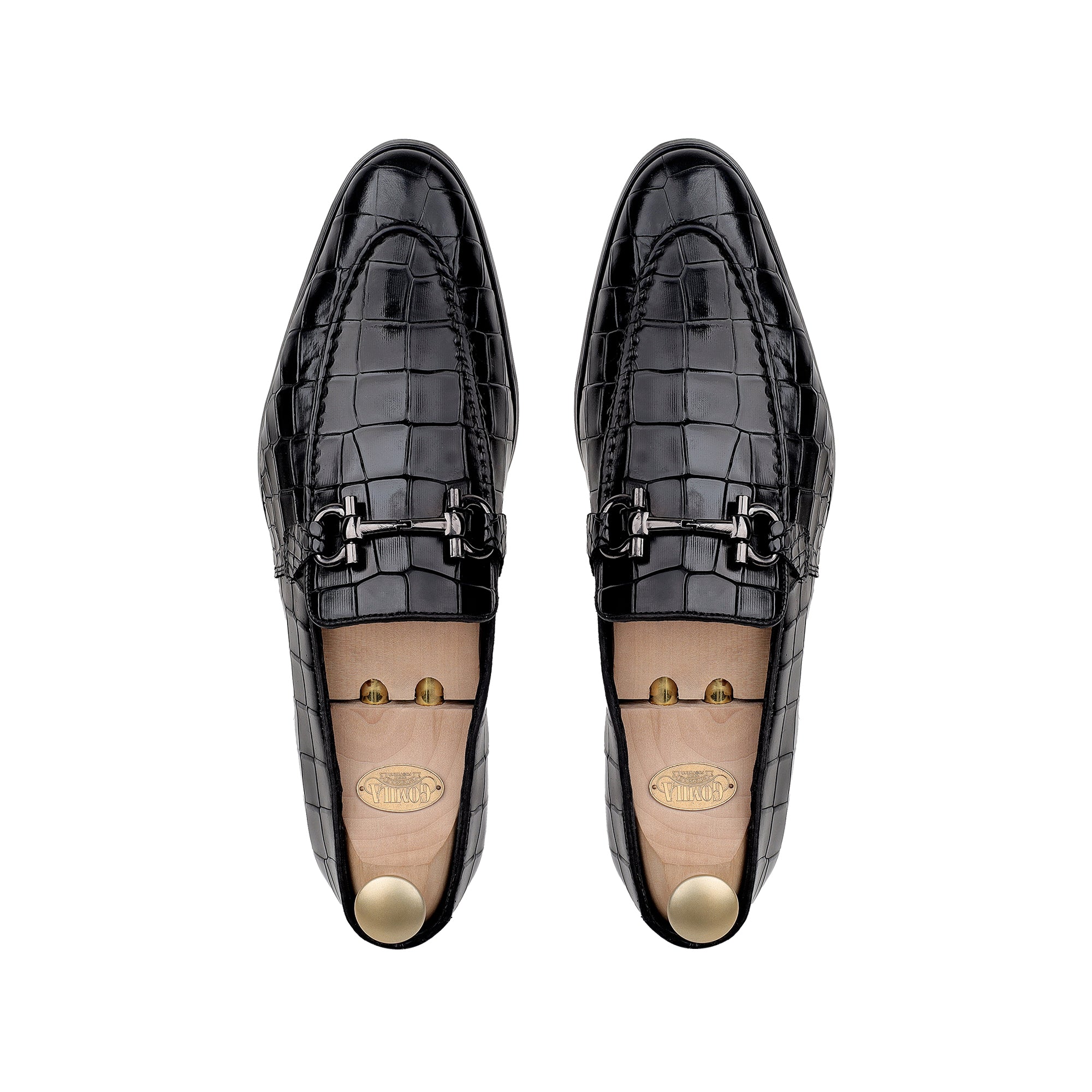Heath - Men's Black Crocodile Printed Loafer