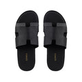 Cameron PRINTED - Men's Black Calf Leather Slippers