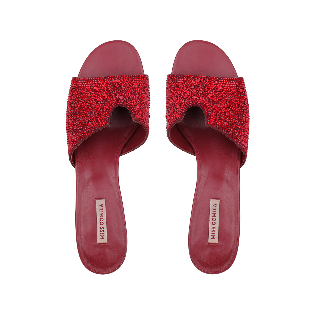 Isabel  - Women's Red Hand Set Crystals 50mm Heels