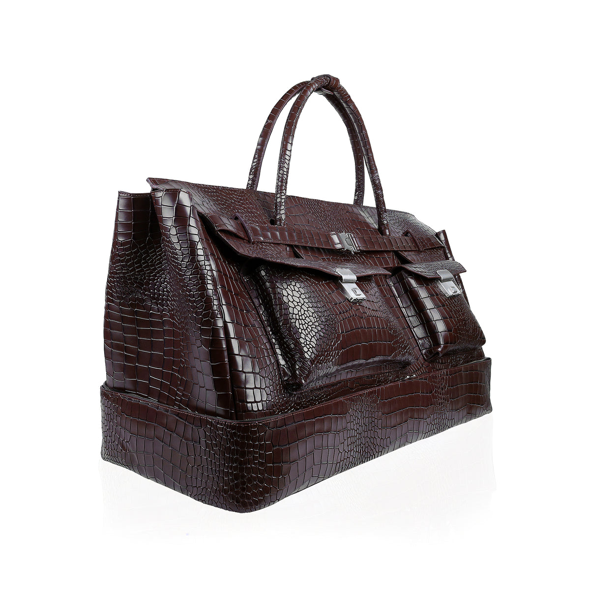 Xavi - Men's Dark Brown Crocodile Texture Travel Bag