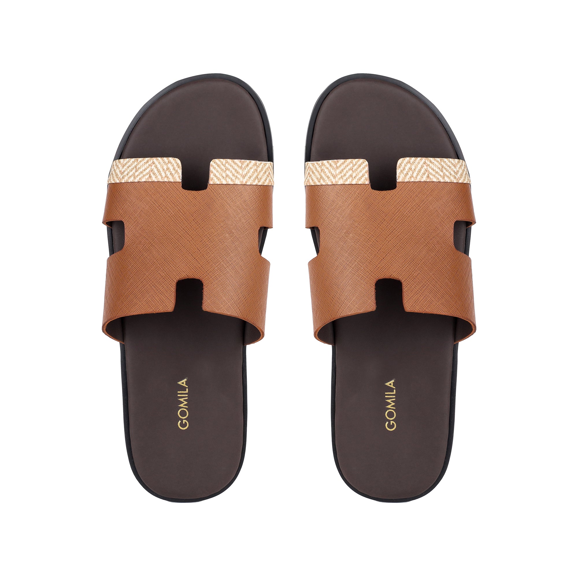 Kiara - Men's Tan Calf Leather Slippers