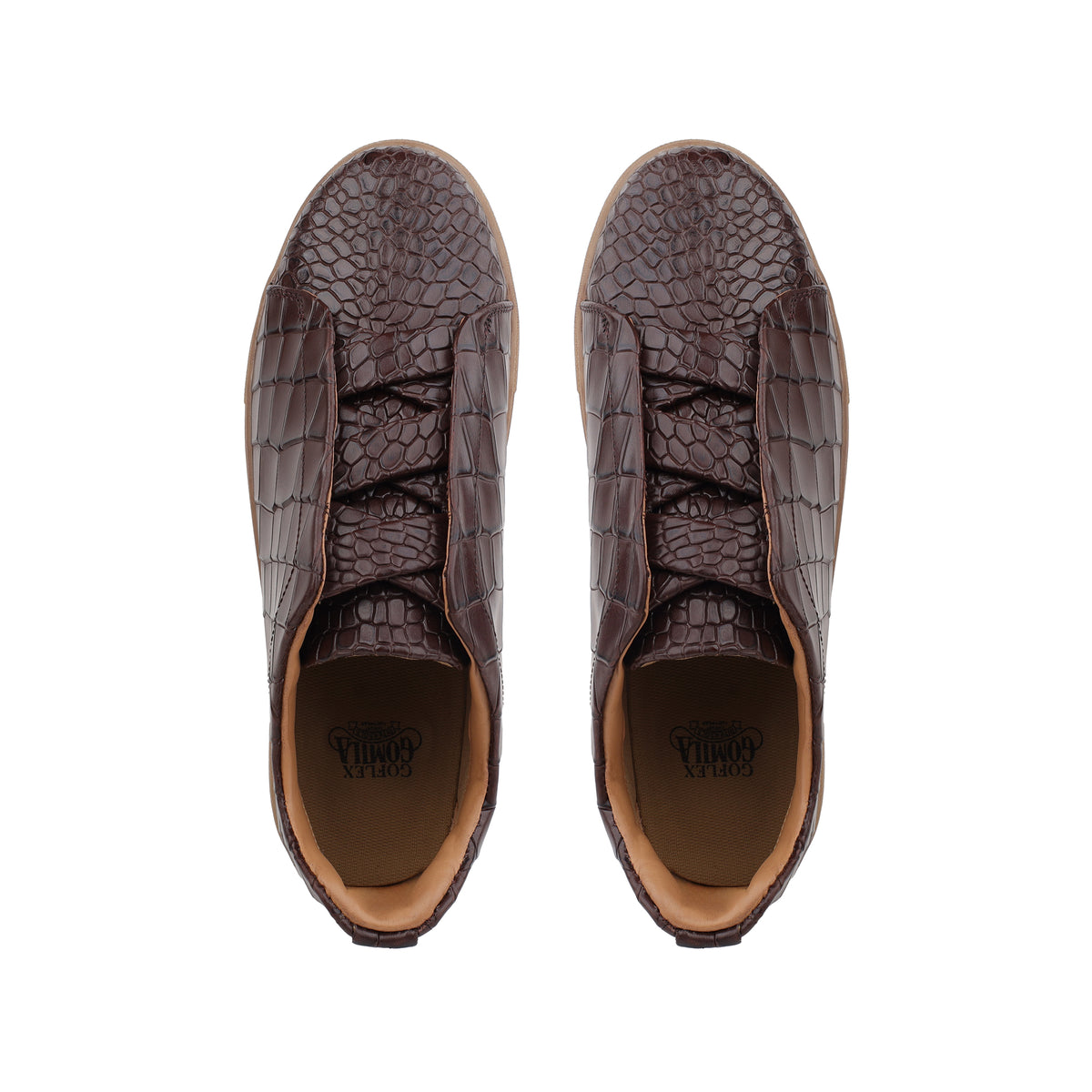 London - Men’s Brown Crocodile Print Sneaker