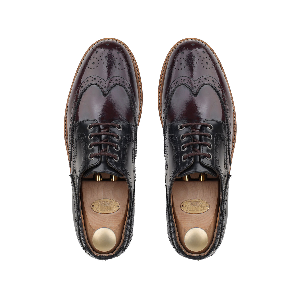 Foster - Men's Black & Burgundy Calf Leather Goodyear Welted Derby