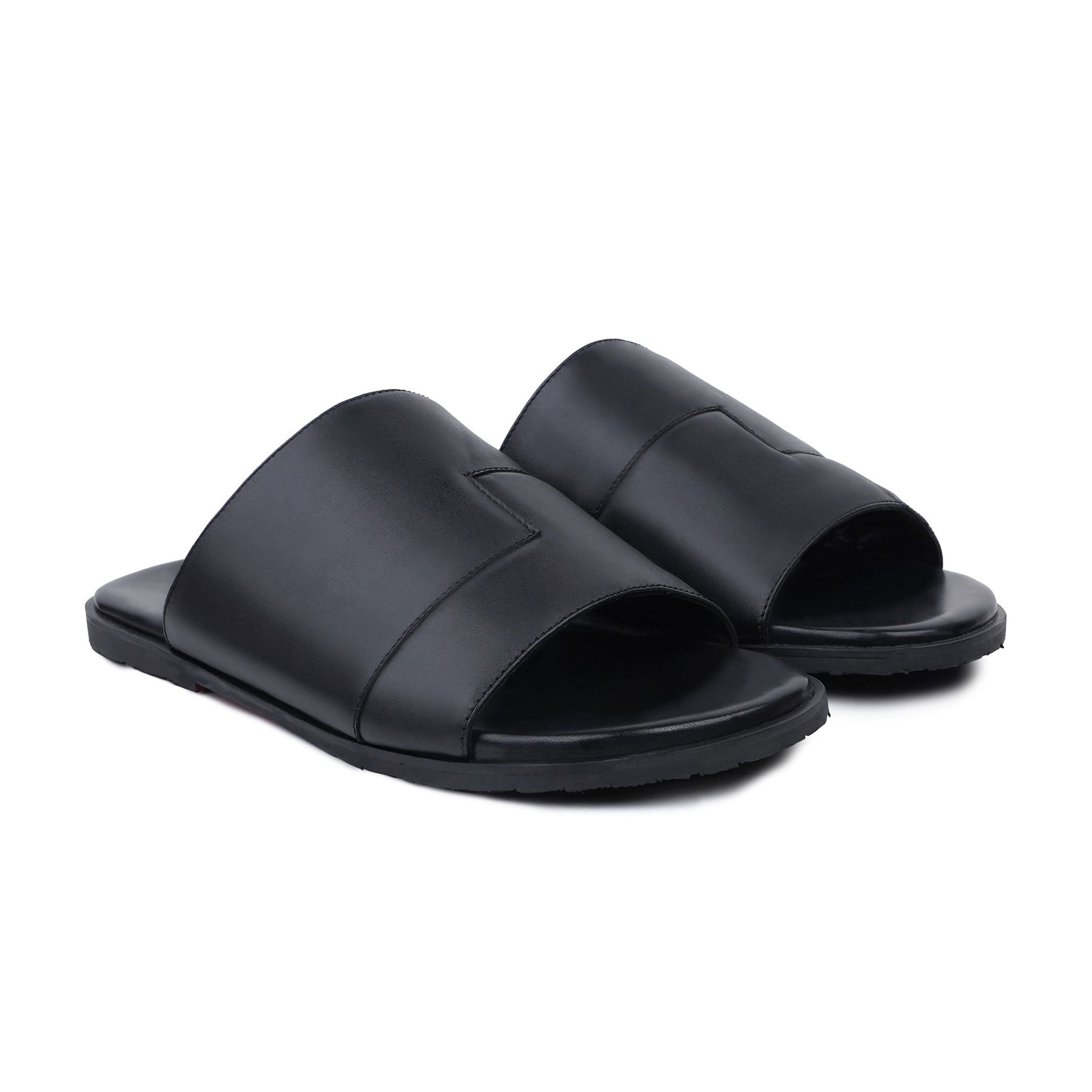 Borela - Men's Black Calf Leather Slipper