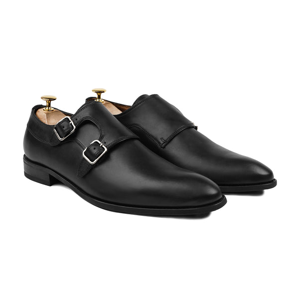 Artista - Men's Black Calf Leather Double Monkstrap