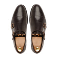 Alejandro - Men's Dark Brown Calf Leather Double Monksrap