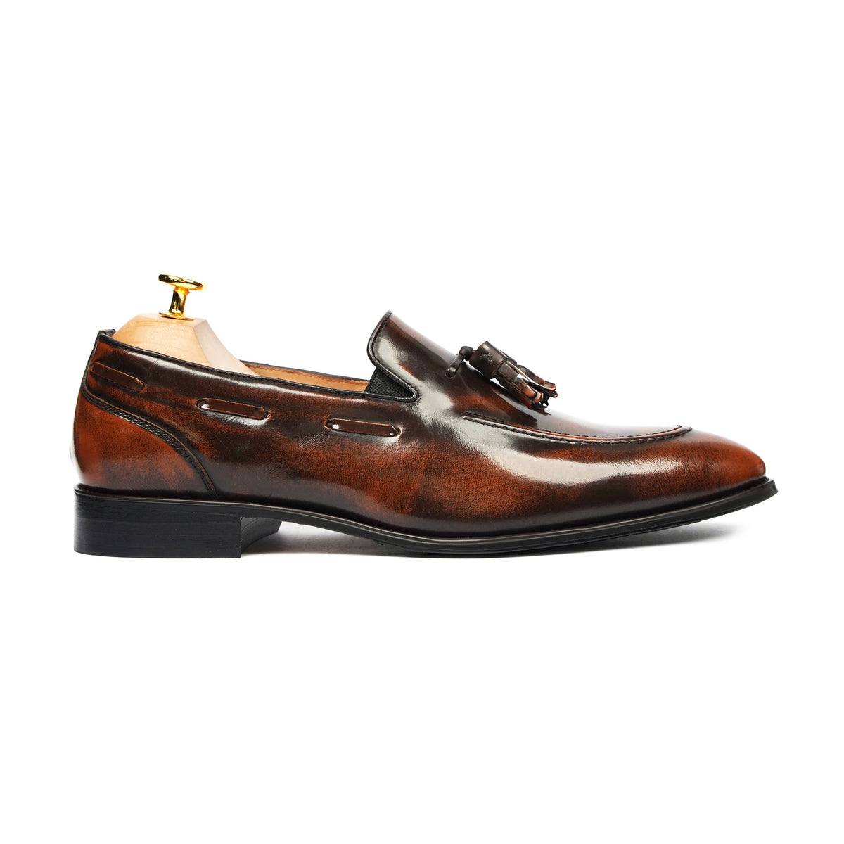 Vernon - Men's Burnished Brown Box Leather High Shine Loafer