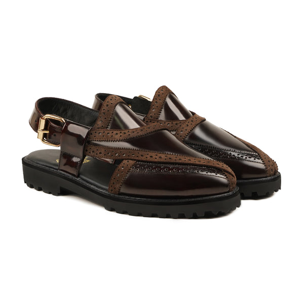 Musina - Men's Dark Brown Box Leather High Shine Sandal