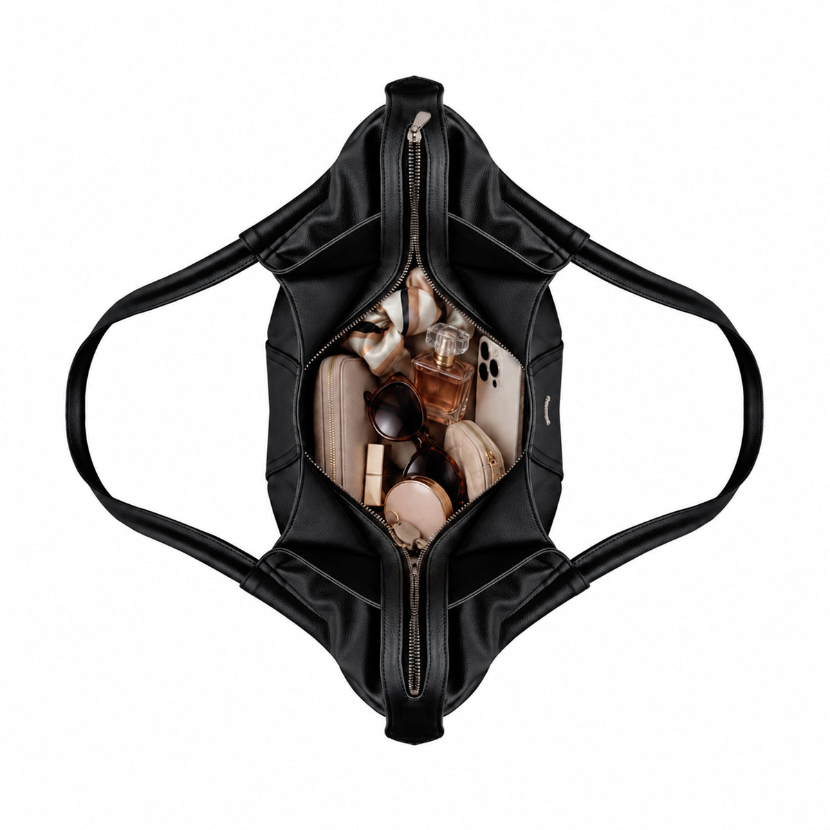 Amara - black Pebble Grain Leather Hand Bag