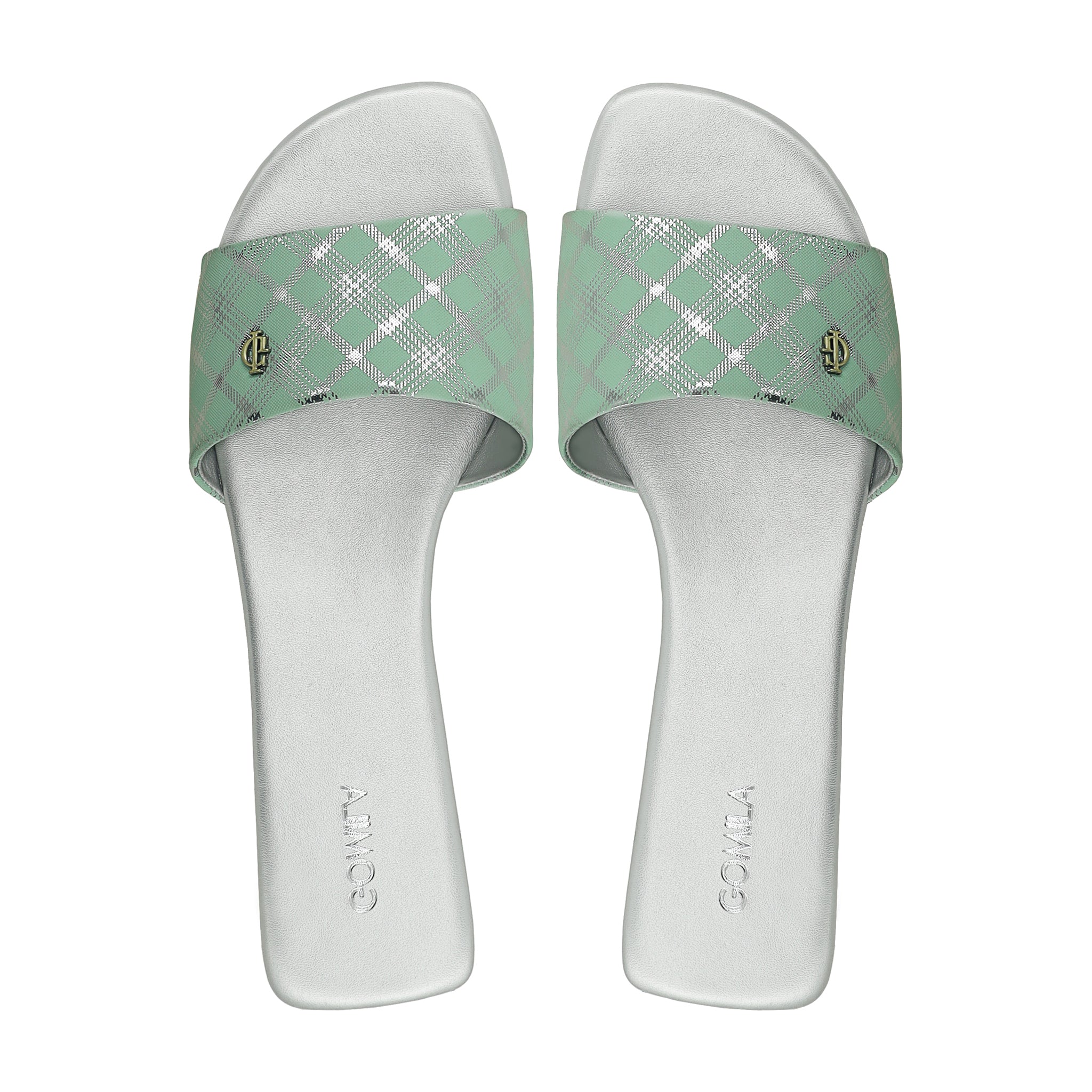 Abbie - Women's Green and Silver Slipper