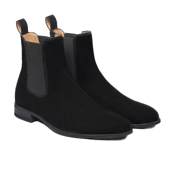 Bochum - Men's Black Kid Suede Chelsea Boot