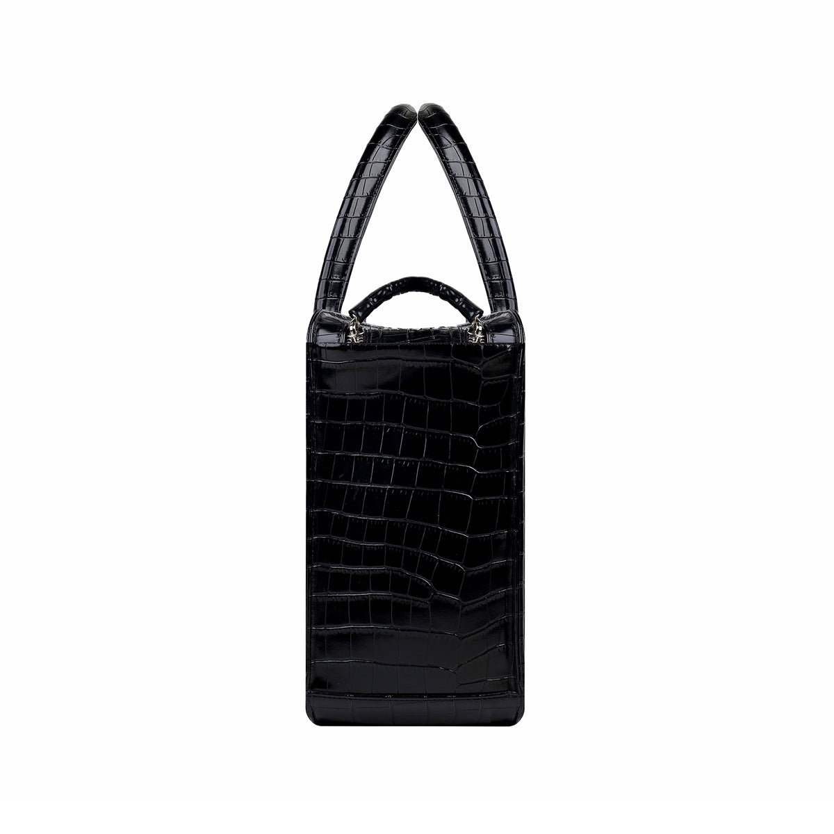 Zayne - Black Crocodile Leather Laptop Bag