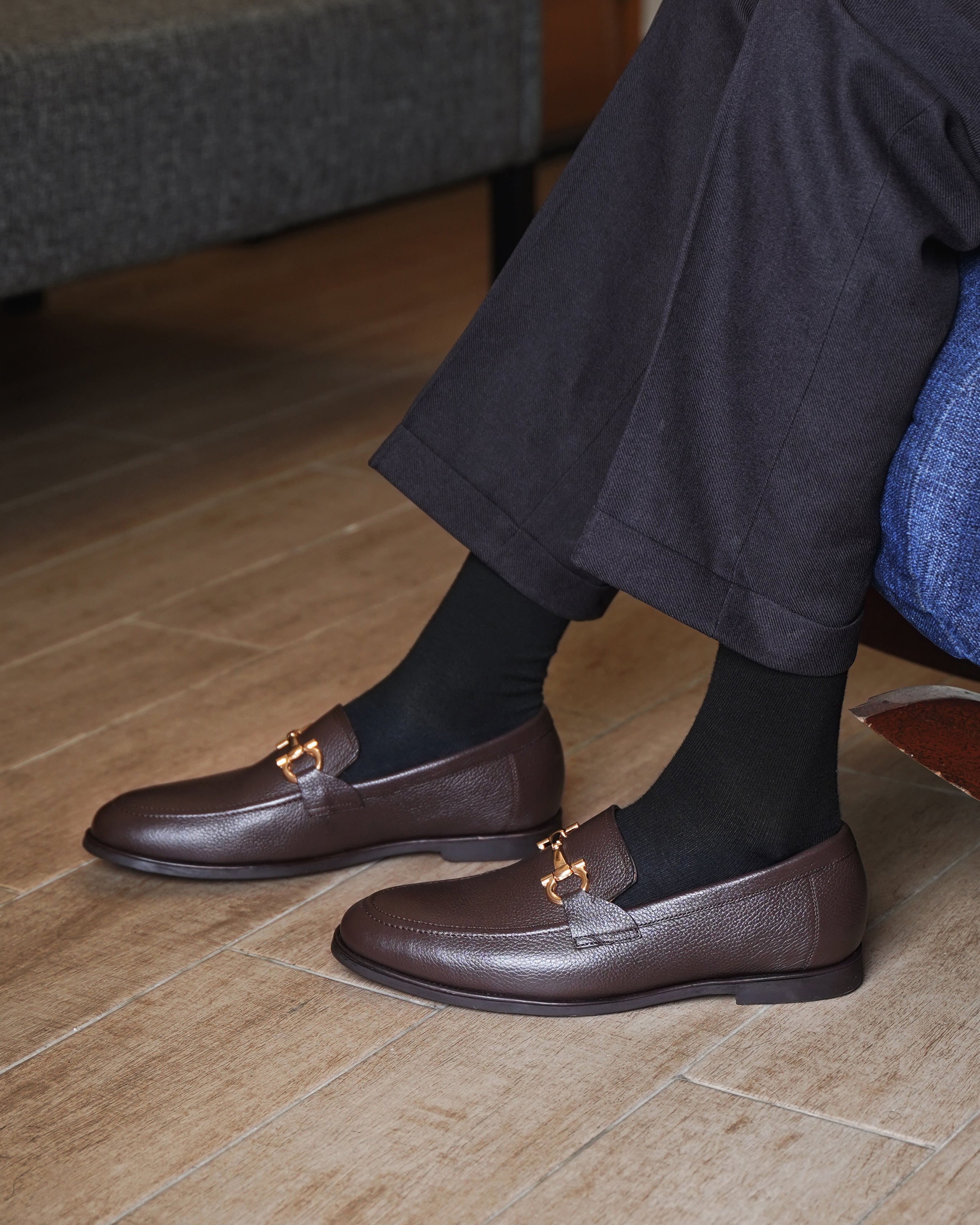 Bucharest - Men's Dark Brown Pebble Grain Leather Loafer