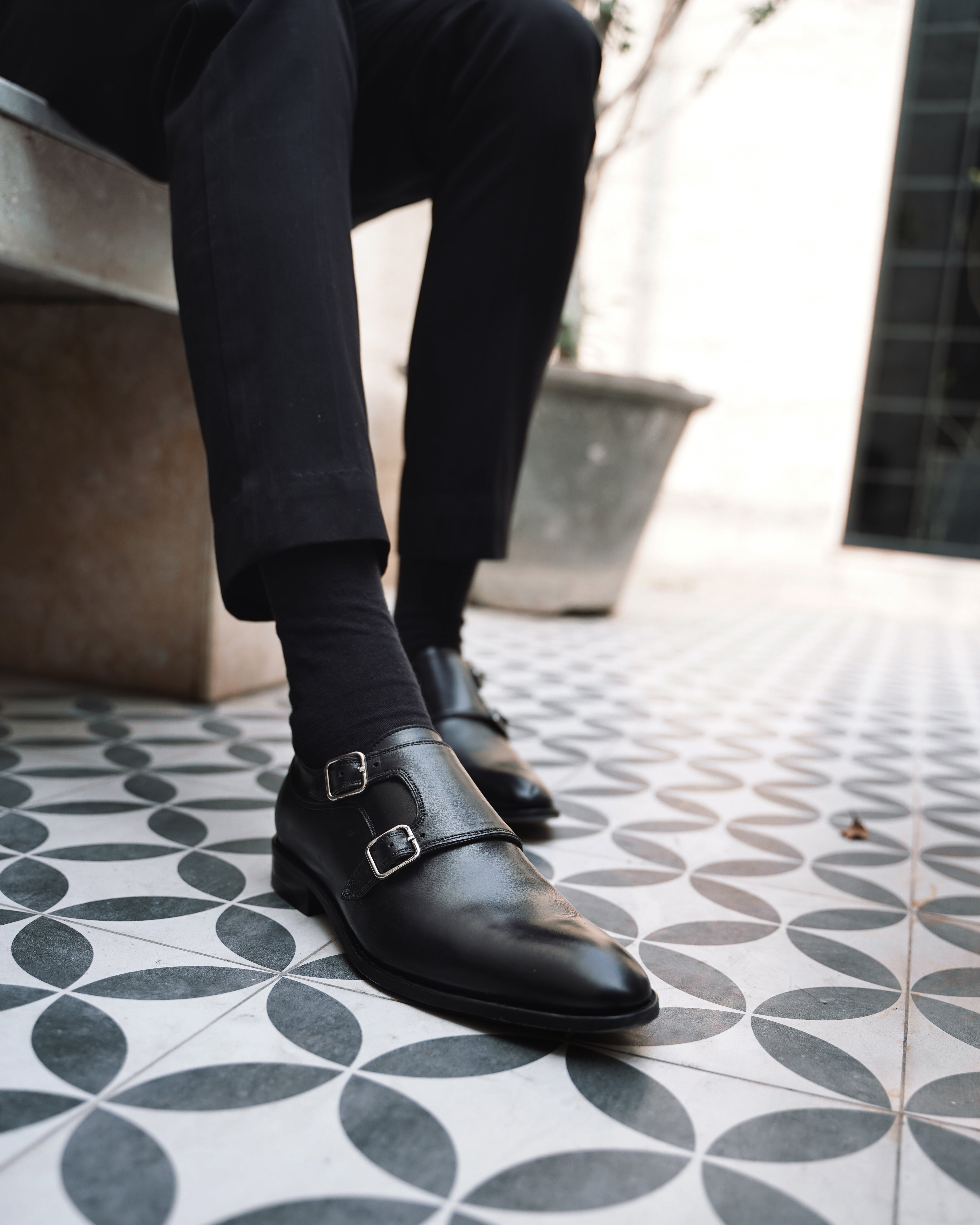 Artista - Men's Black Calf Leather Double Monkstrap