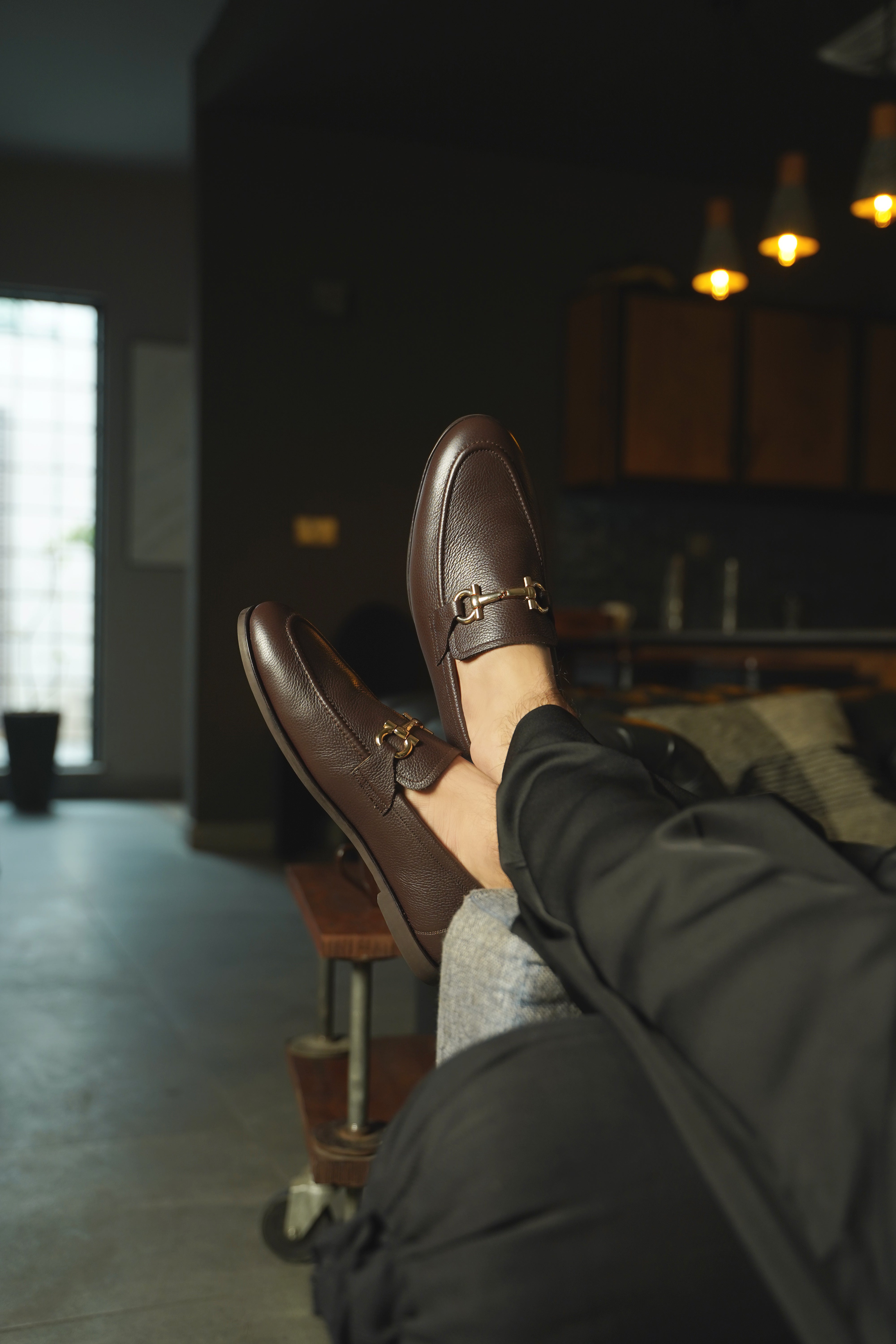 Abada - Men's  Brown Pebble Grain Leather Loafer