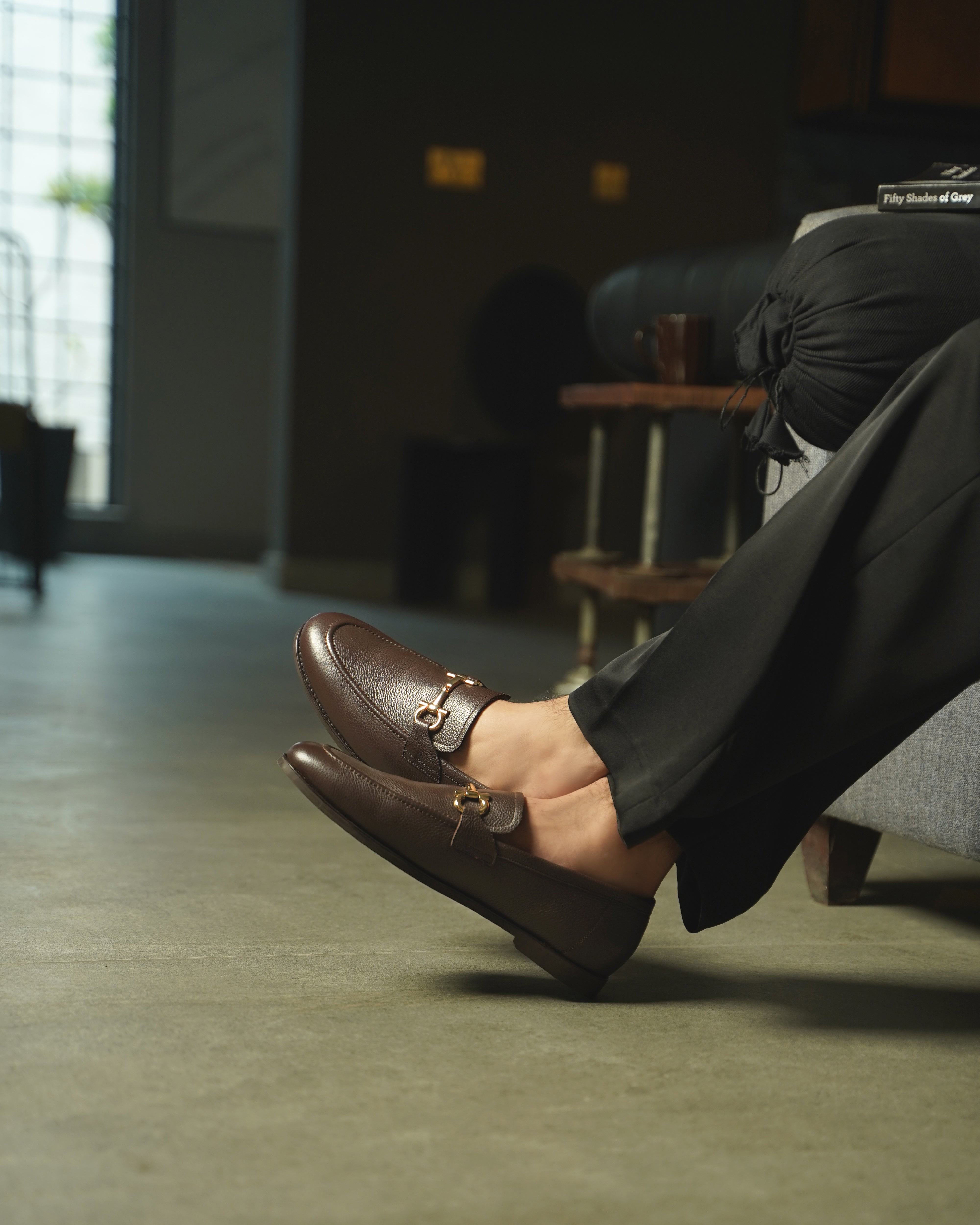 Abada - Men's  Brown Pebble Grain Leather Loafer