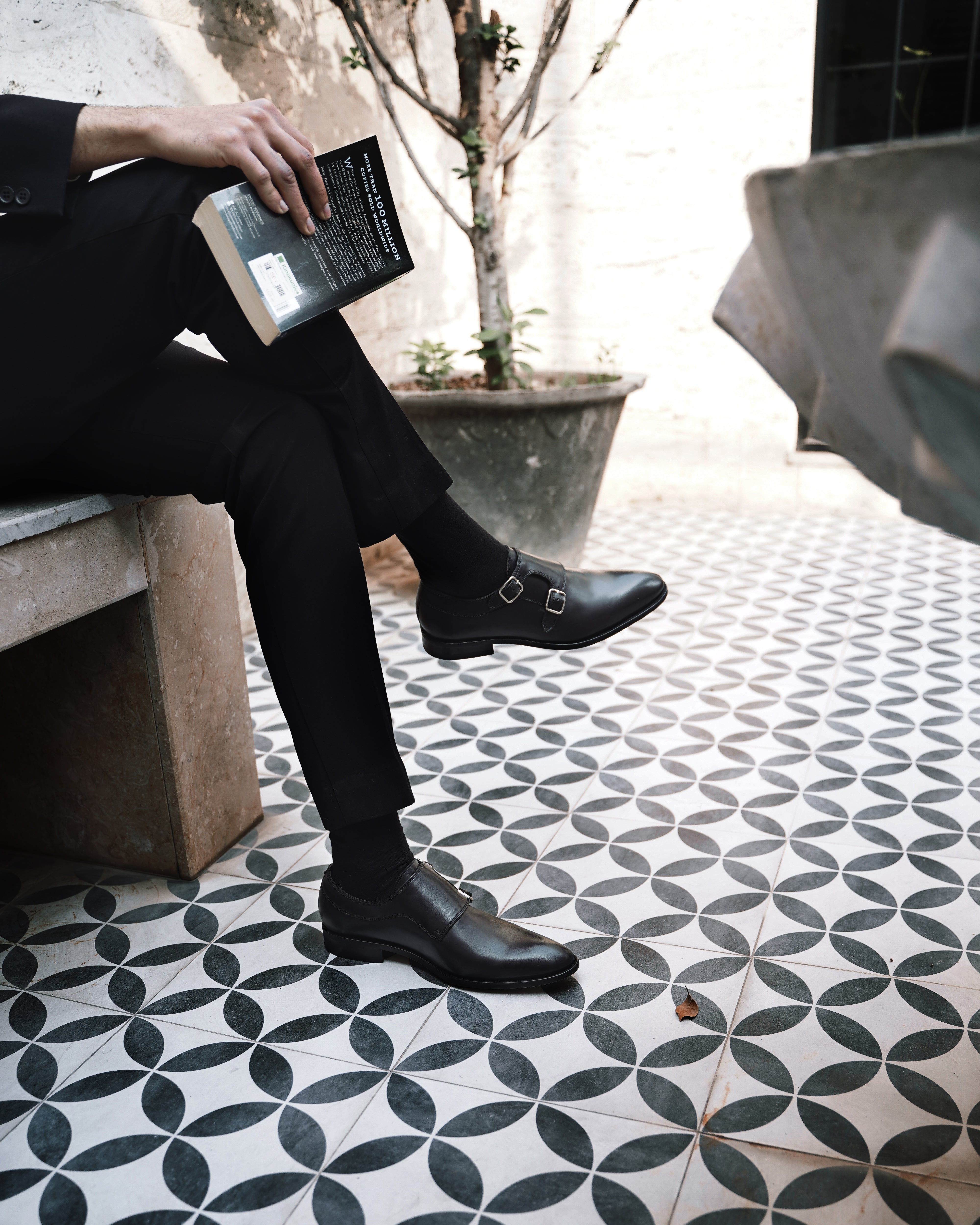 Artista - Men's Black Calf Leather Double Monkstrap