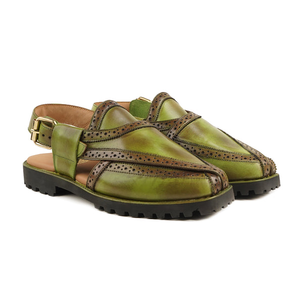 Haruka - Men's Burnished Green Calf Leather Sandal