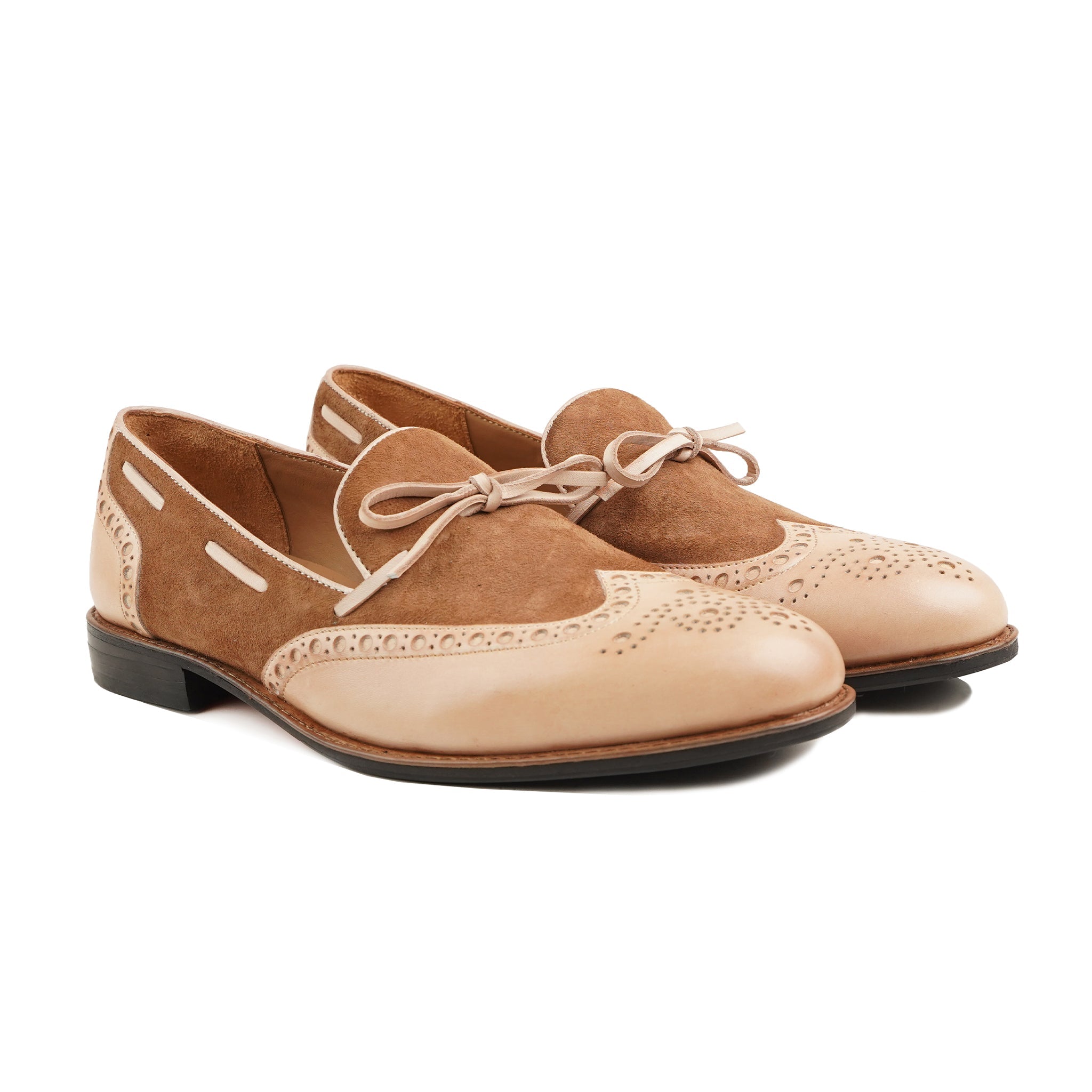 Udine - Men's Tan Calf and Brown Kid Suede Loafer