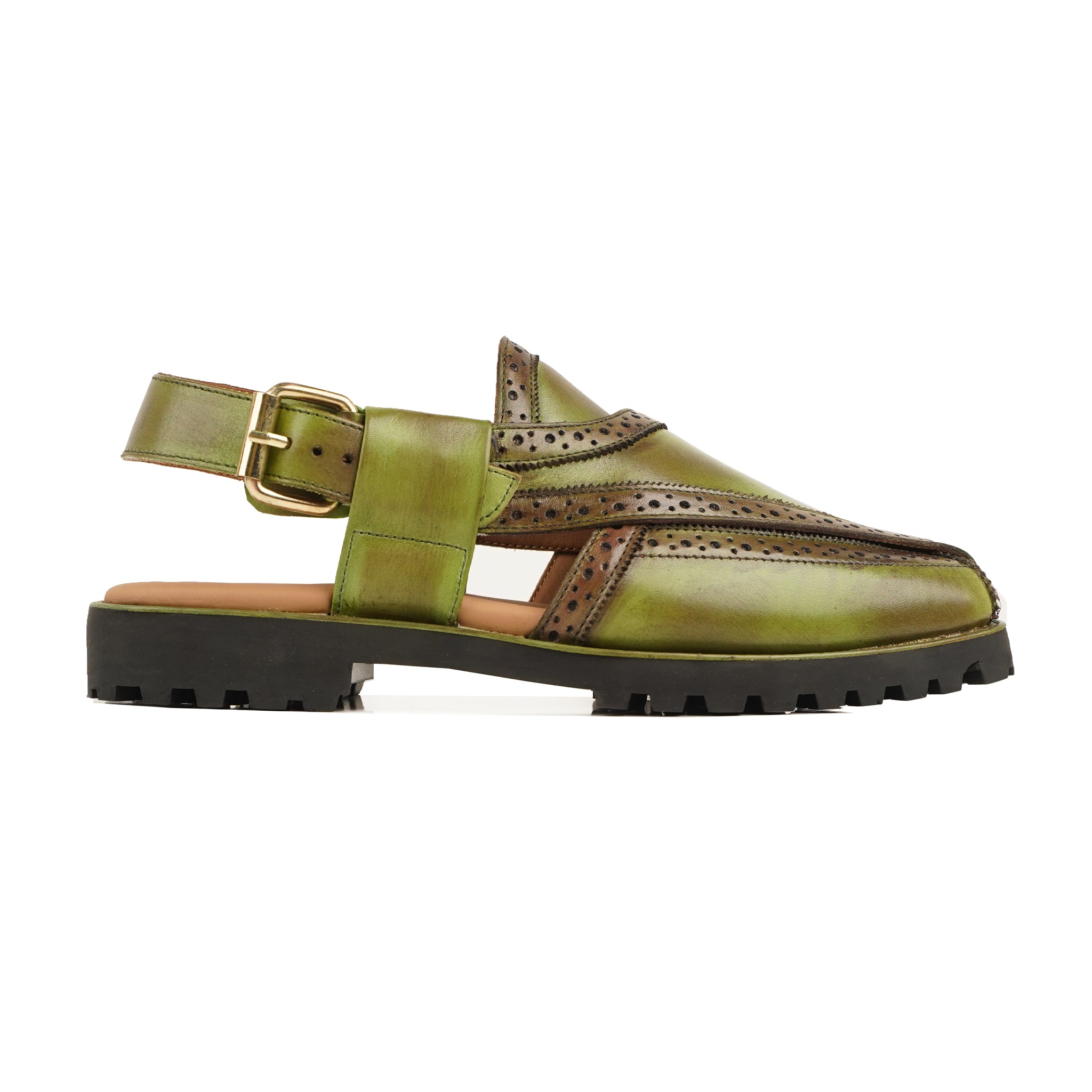 Haruka - Men's Burnished Green Calf Leather Sandal