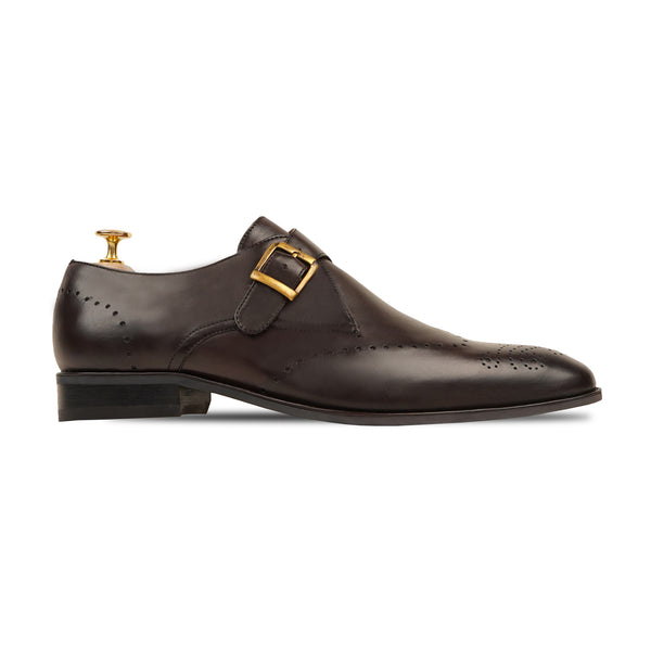 Brecon Men's Dark Brown Calf Leather Single Monkstrap