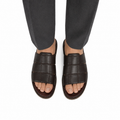 Cozyo - Men's Dark Brown Calf Leather Slipper