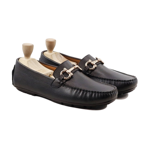 Luzon - Men's Dark Brown Pebble Grain Leather Driver Shoe
