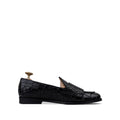 Drobak - Men’s Black Calf and Crocodile Printed Belgian Loafer