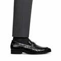 Heath - Men's Black Crocodile Printed Loafer