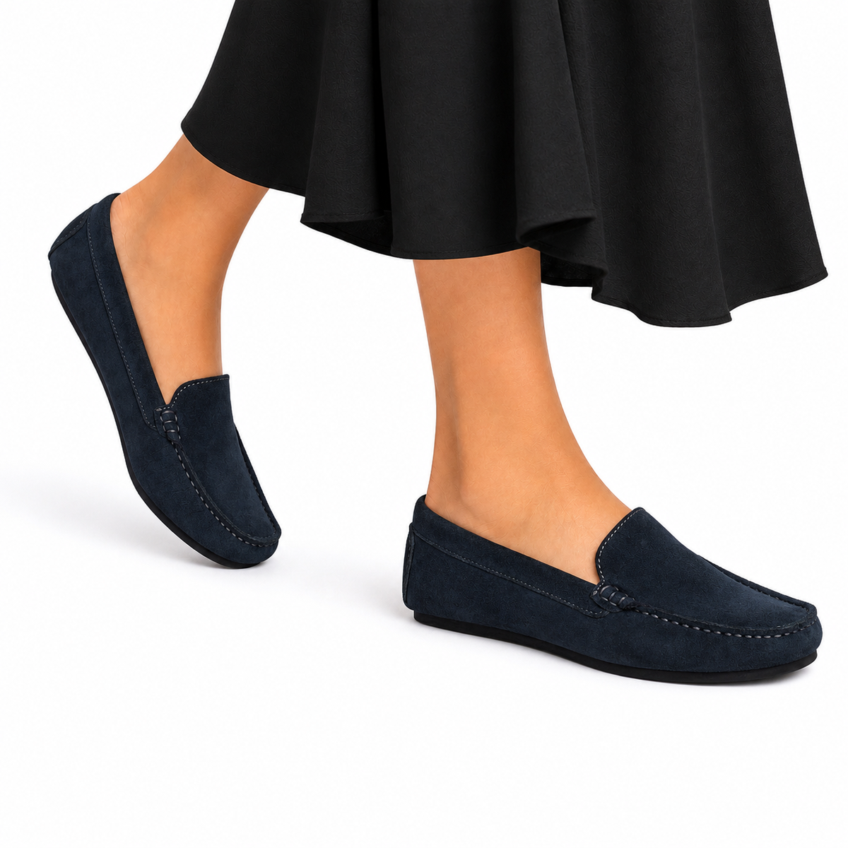 Vyla - Ladies Navy Blue Suede Driver