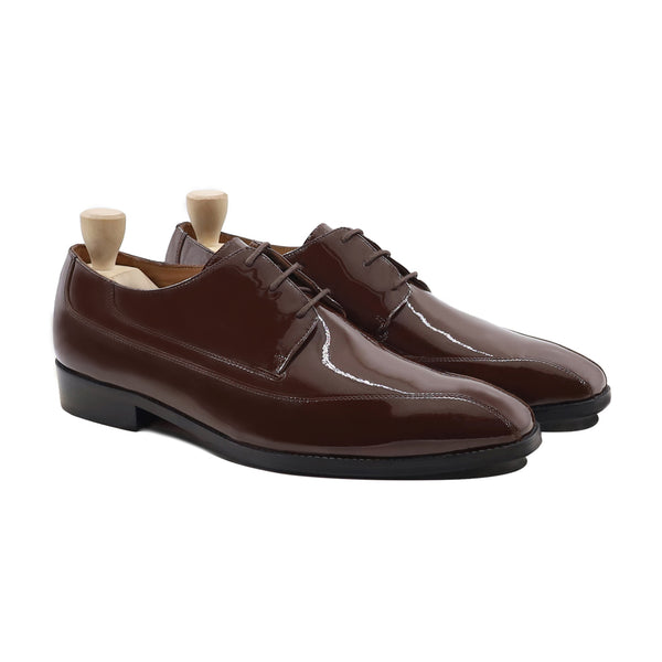 Liege - Men's Dark Brown Patent Derby Shoe