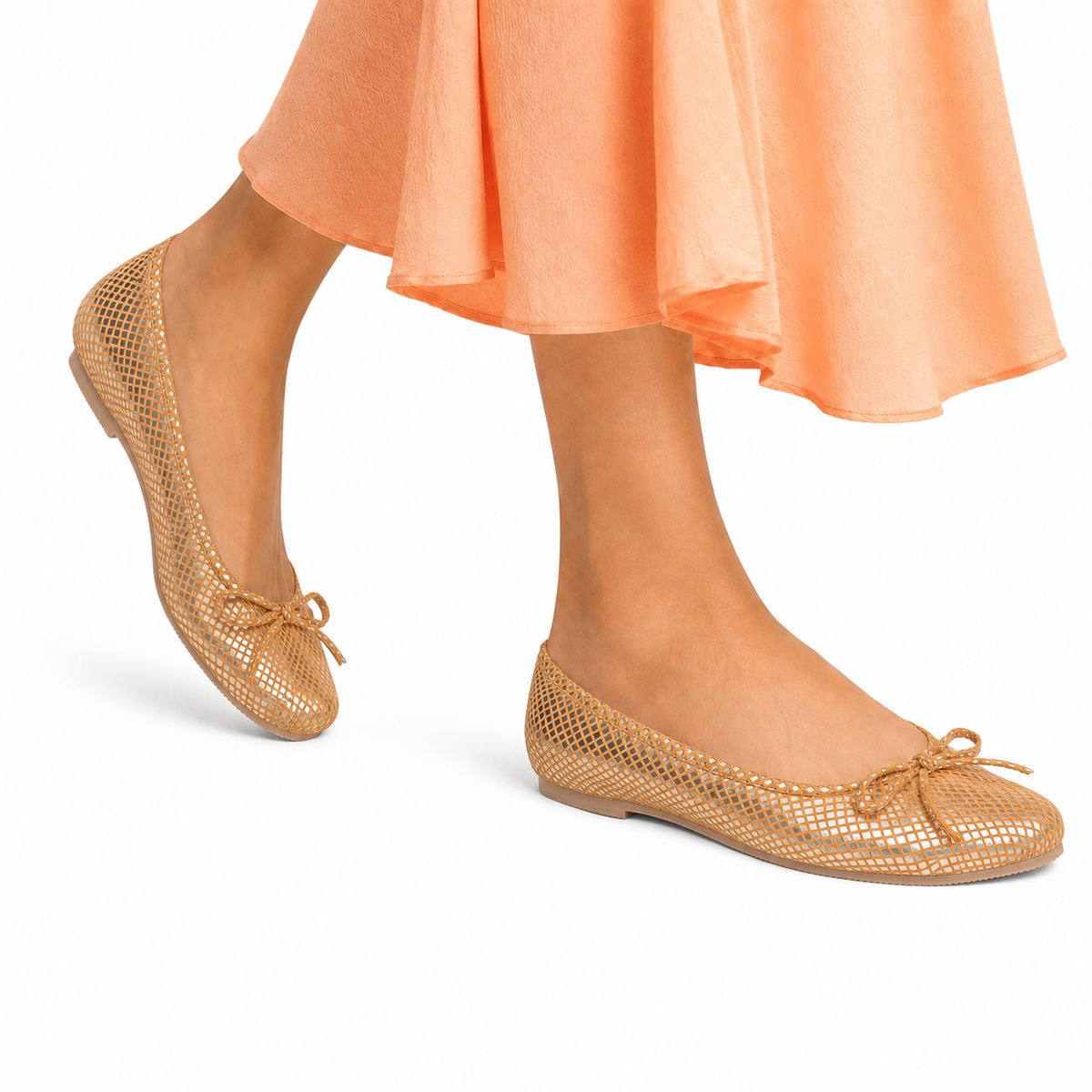 Gomery - Ladies Textured Orange Loafer
