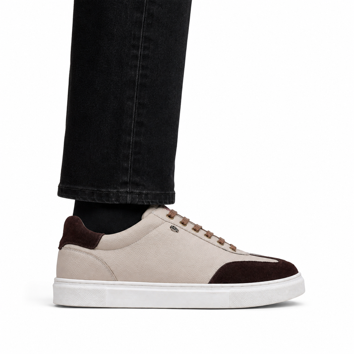 Eugenio  - Men's Beige & Dark Brown Sneaker