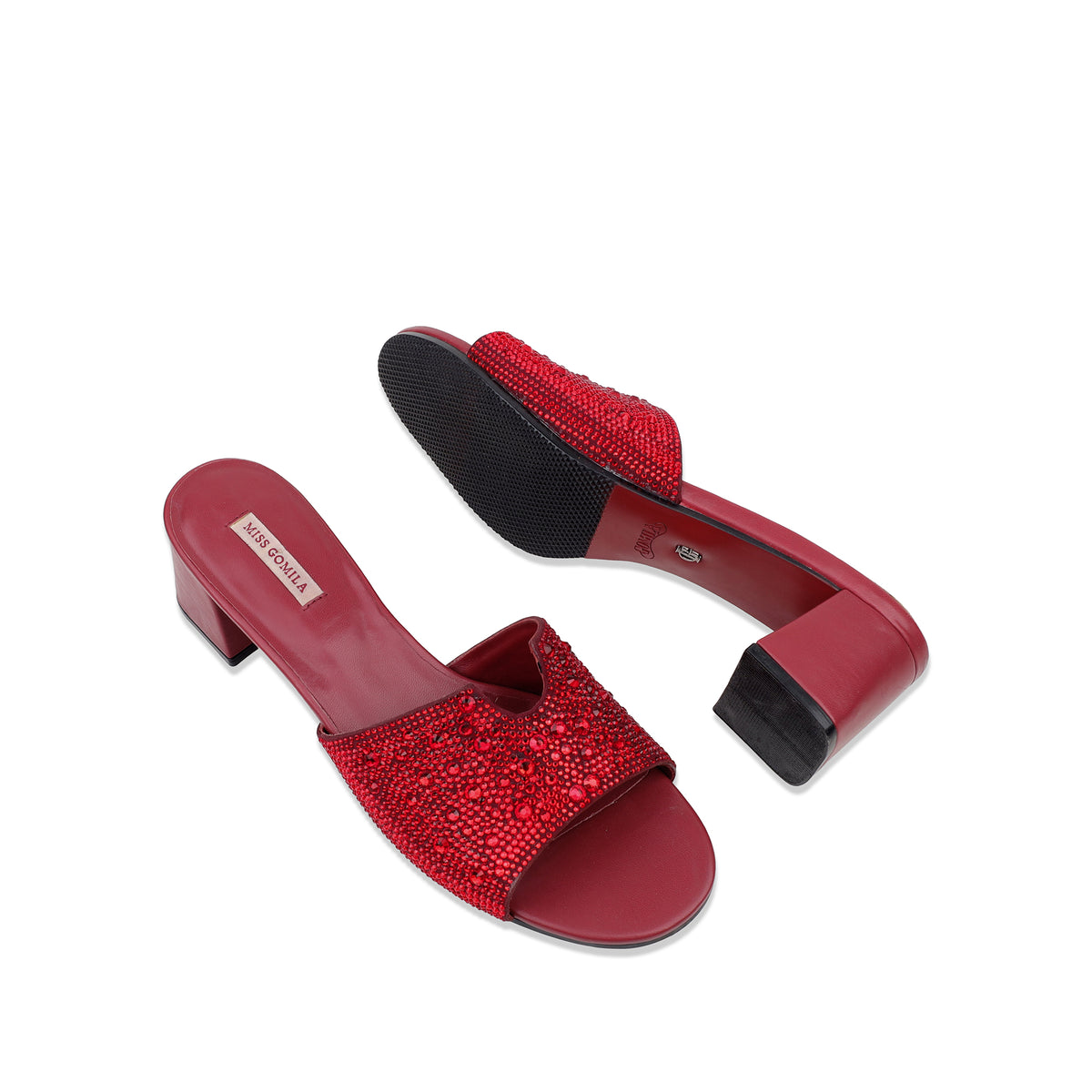 Isabel  - Women's Red Hand Set Crystals 50mm Heels