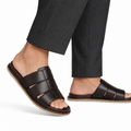 Cozyo - Men's Dark Brown Calf Leather Slipper