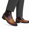 Dexter - Men's Burnish Tan Crocodile Textured Chelsea Boot