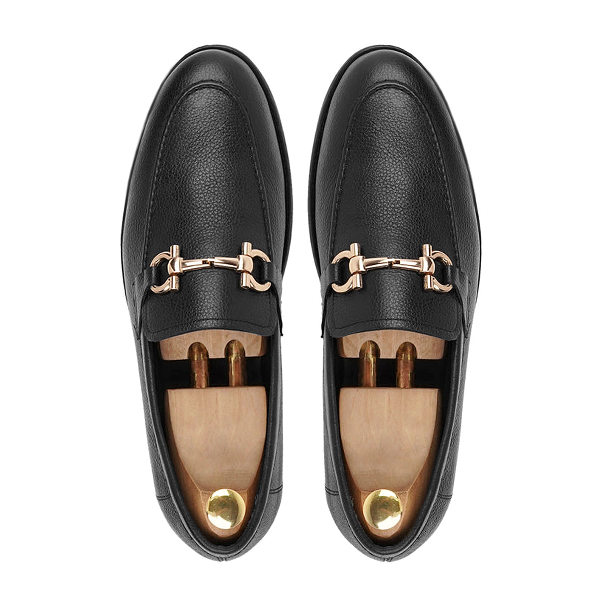 Bucharest - Men's Black Pebble Grain Leather Loafer