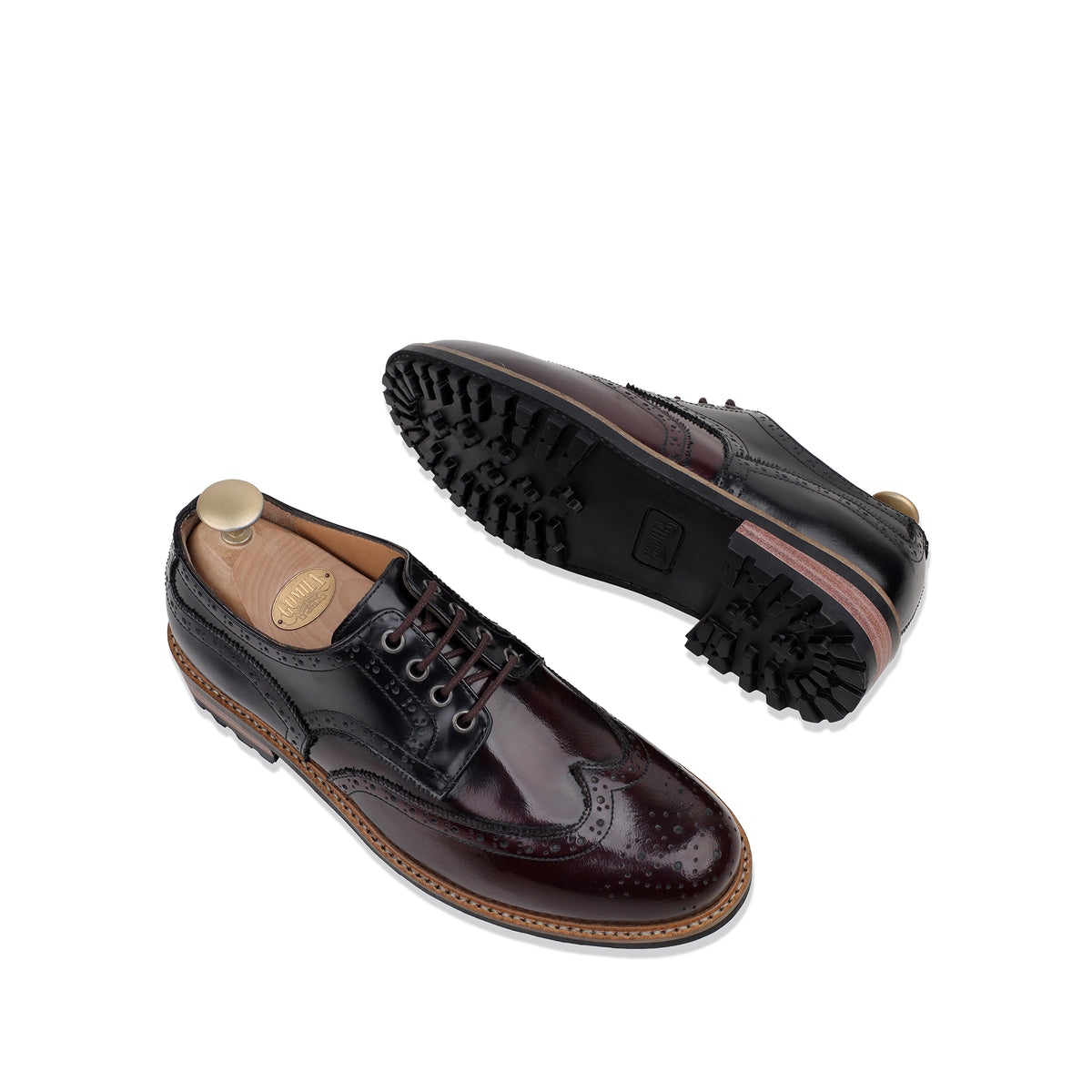 Foster - Men's Black & Burgundy Calf Leather Goodyear Welted Derby