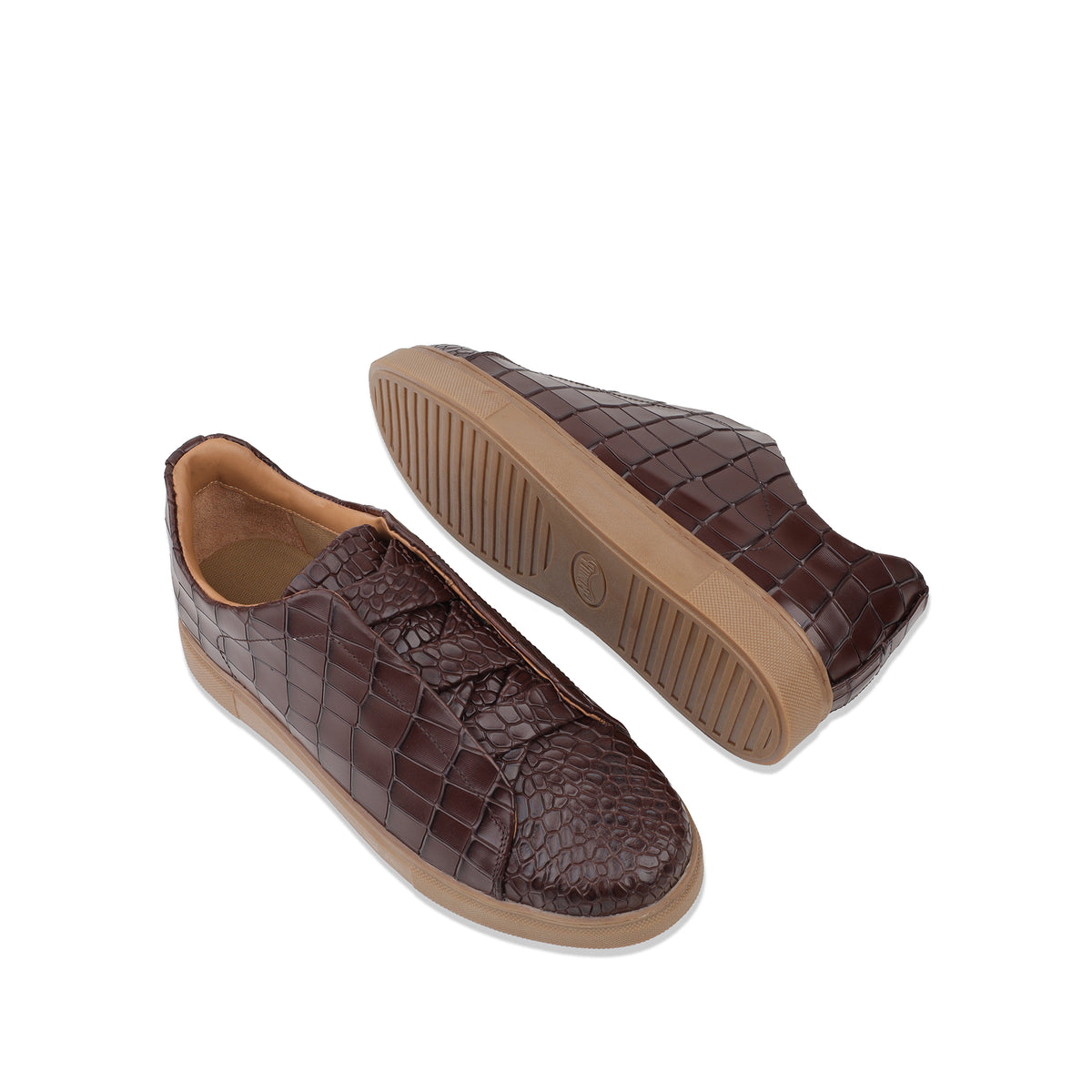 London - Men’s Brown Crocodile Print Sneaker