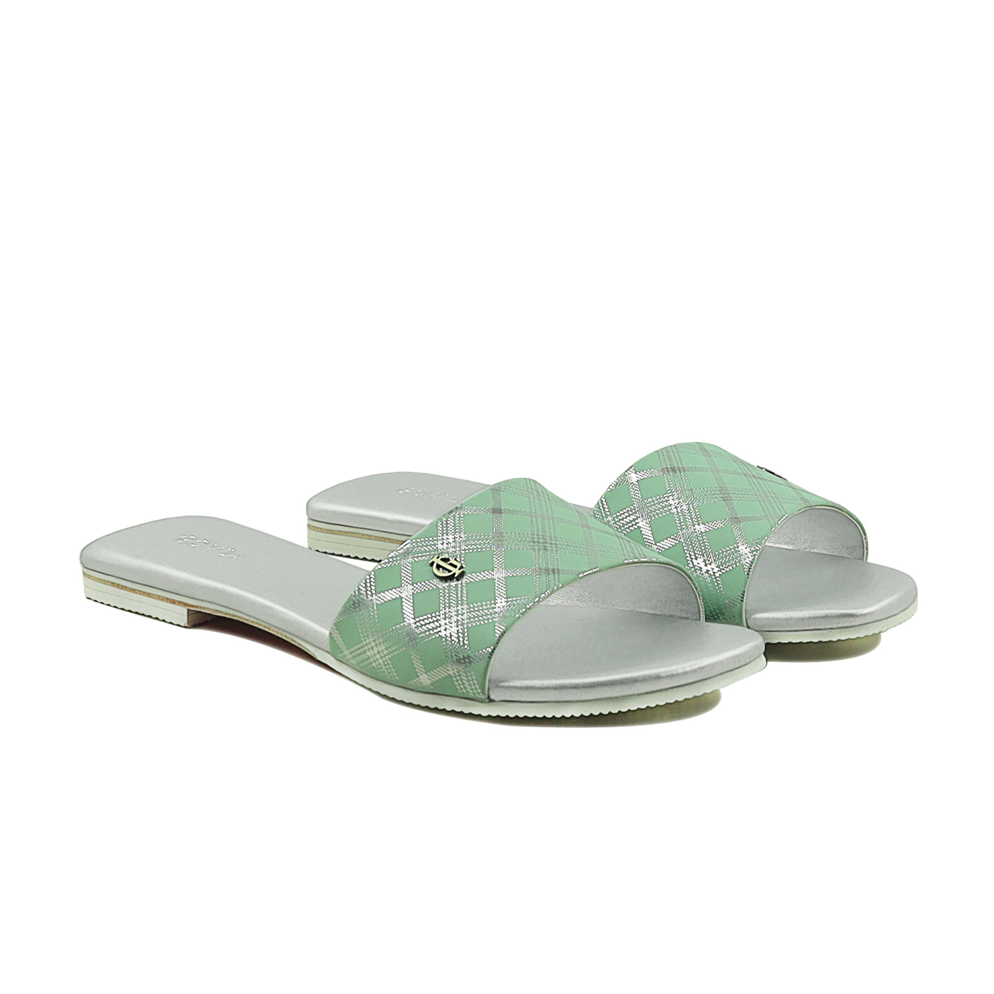 Abbie - Women's Green and Silver Slipper