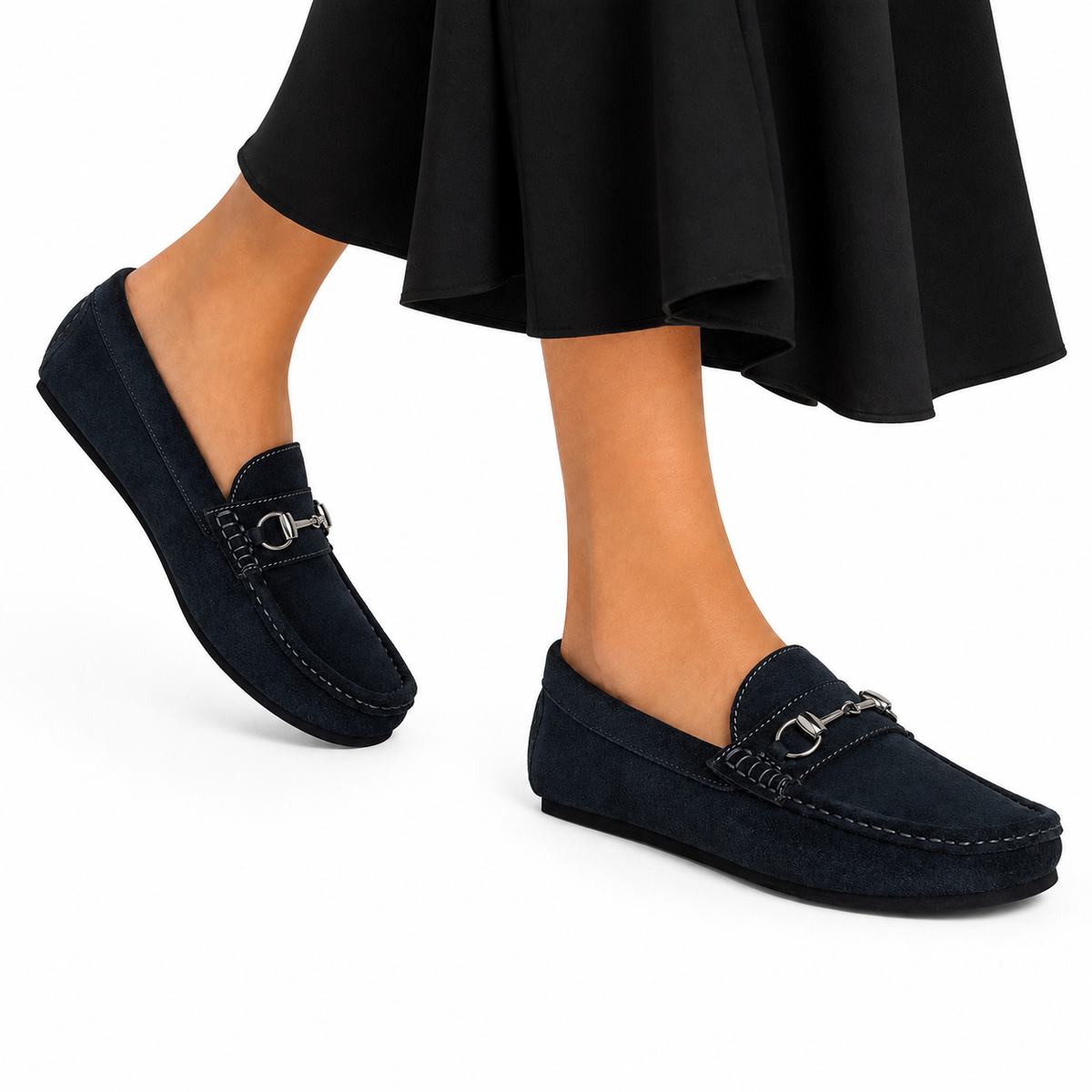Lyla - Ladies Navy Blue Suede Driver