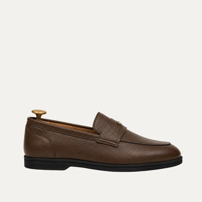 Virello - Men's Brown Pebble Grain  Leather Loafer
