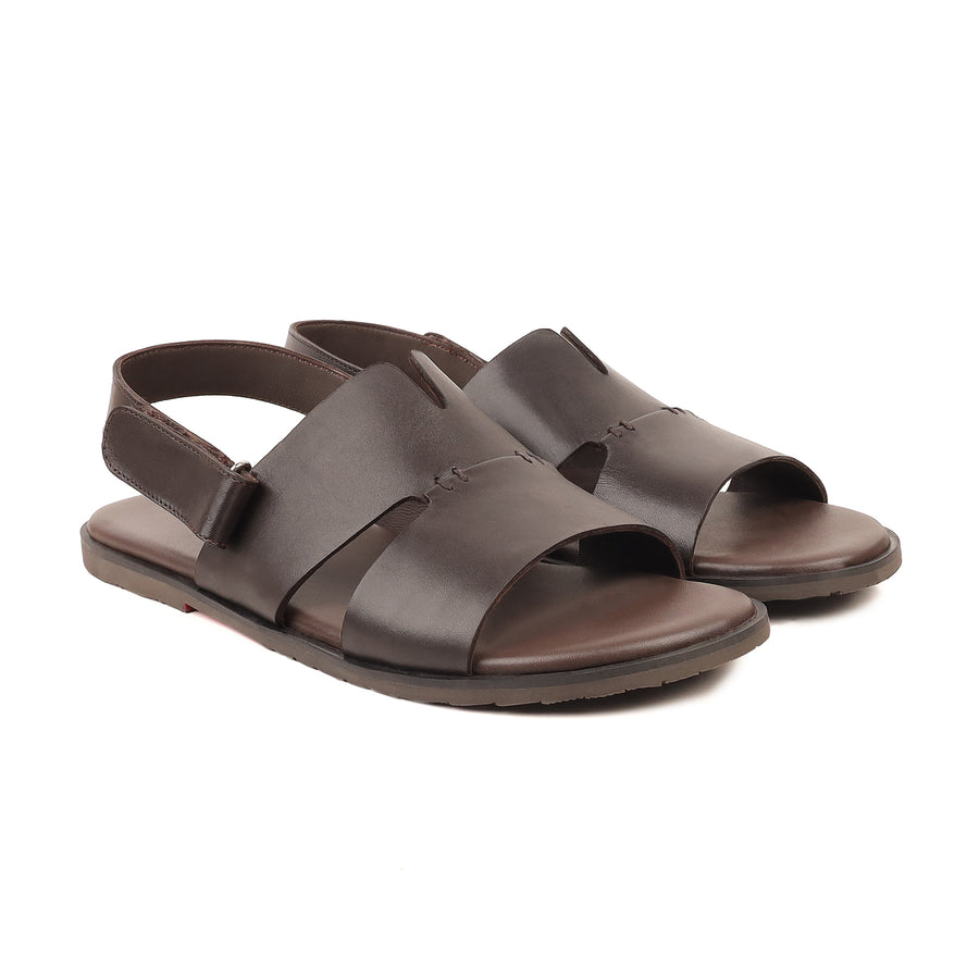 Amora - Men's Dark Brown Calf Leather Sandal