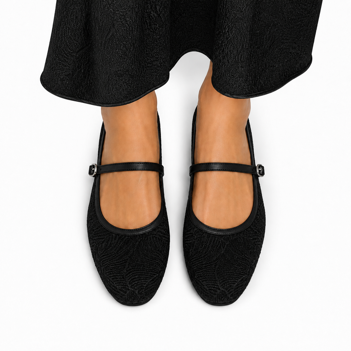 Zoey - Women's Black Embroidery Pump