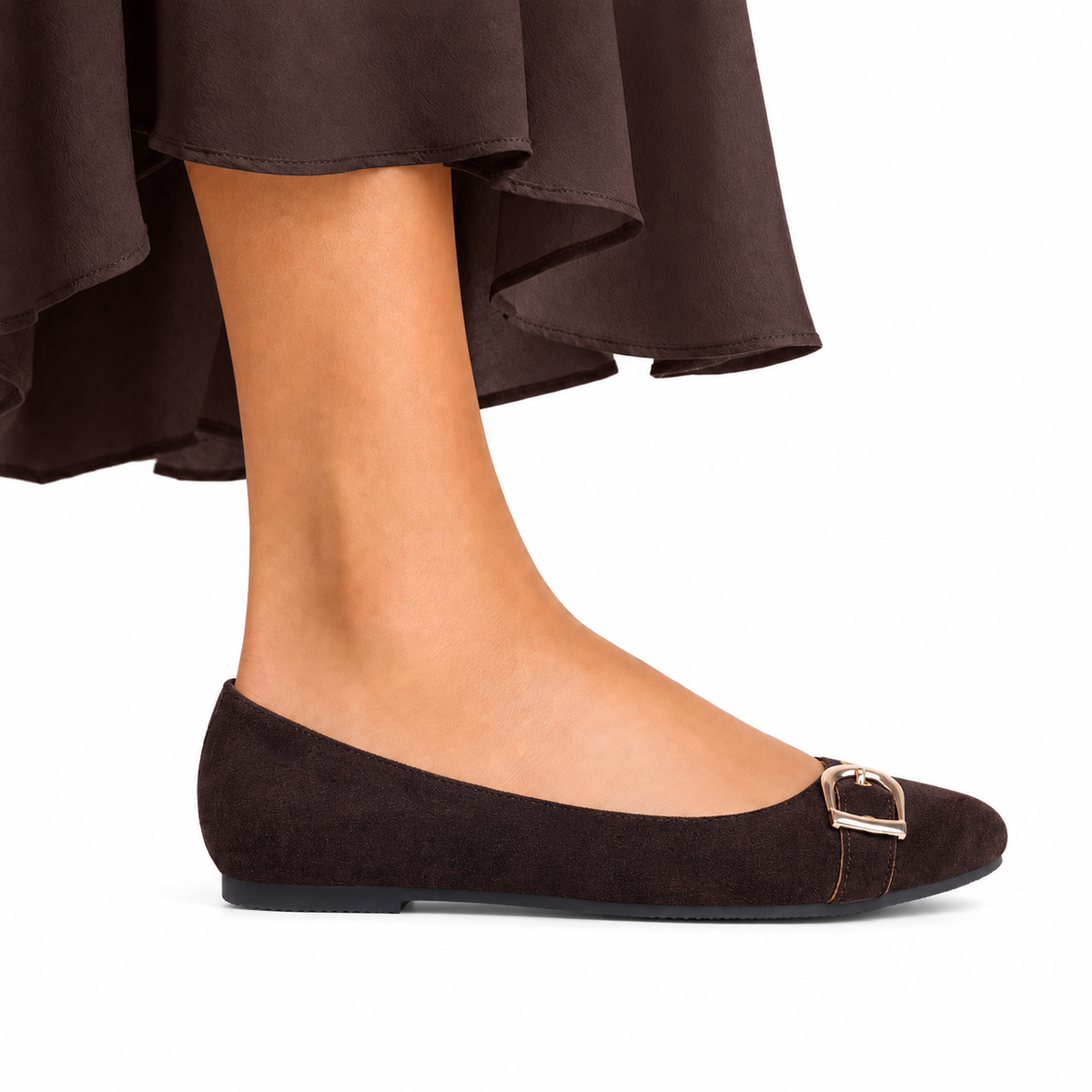 Leah - Dark Brown Suede Leather Pump