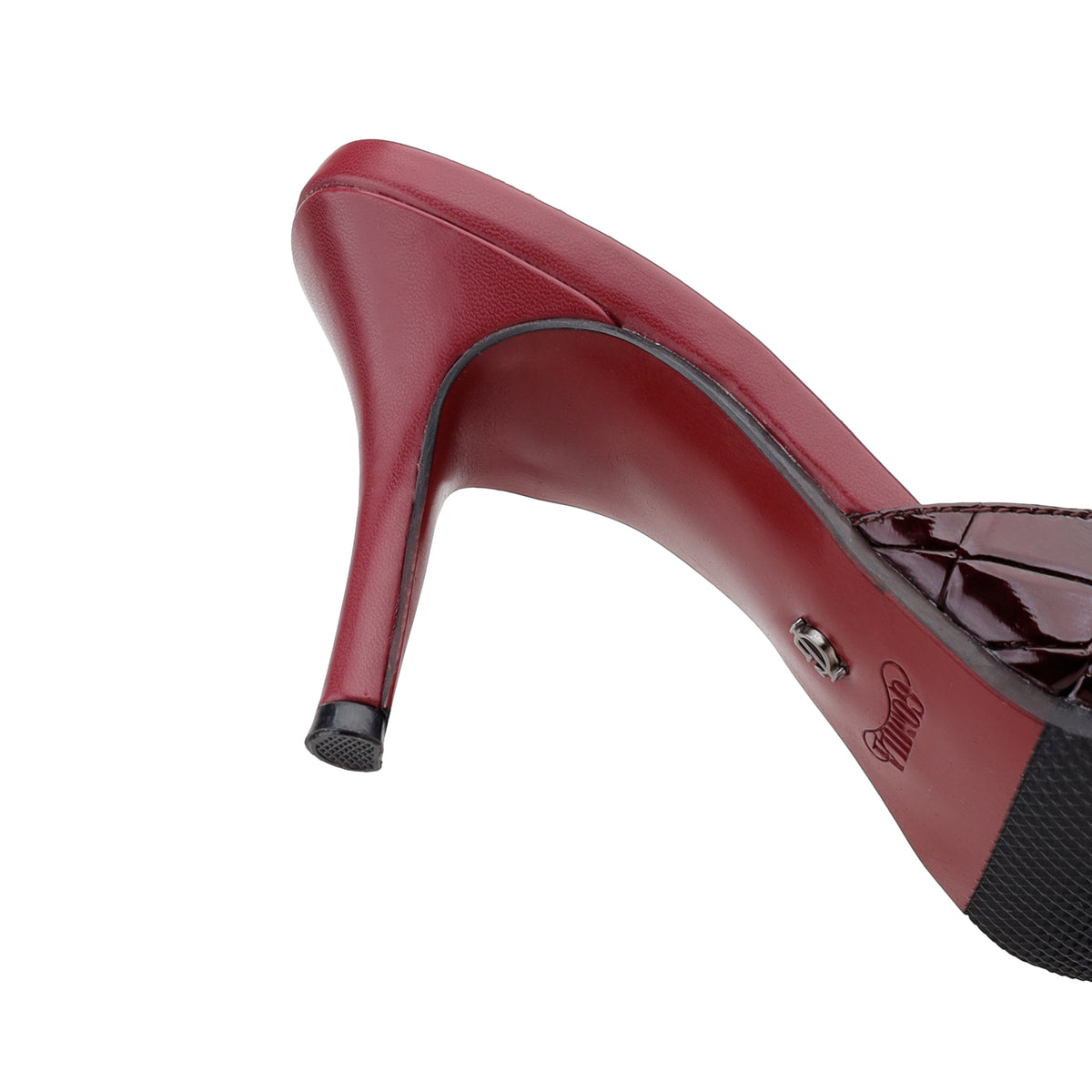 Elira - Women's Oxblood Crocodile Print 90mm Heels