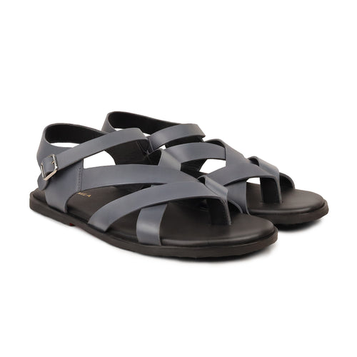 Elian - Men's Grey Calf Leather Sandal