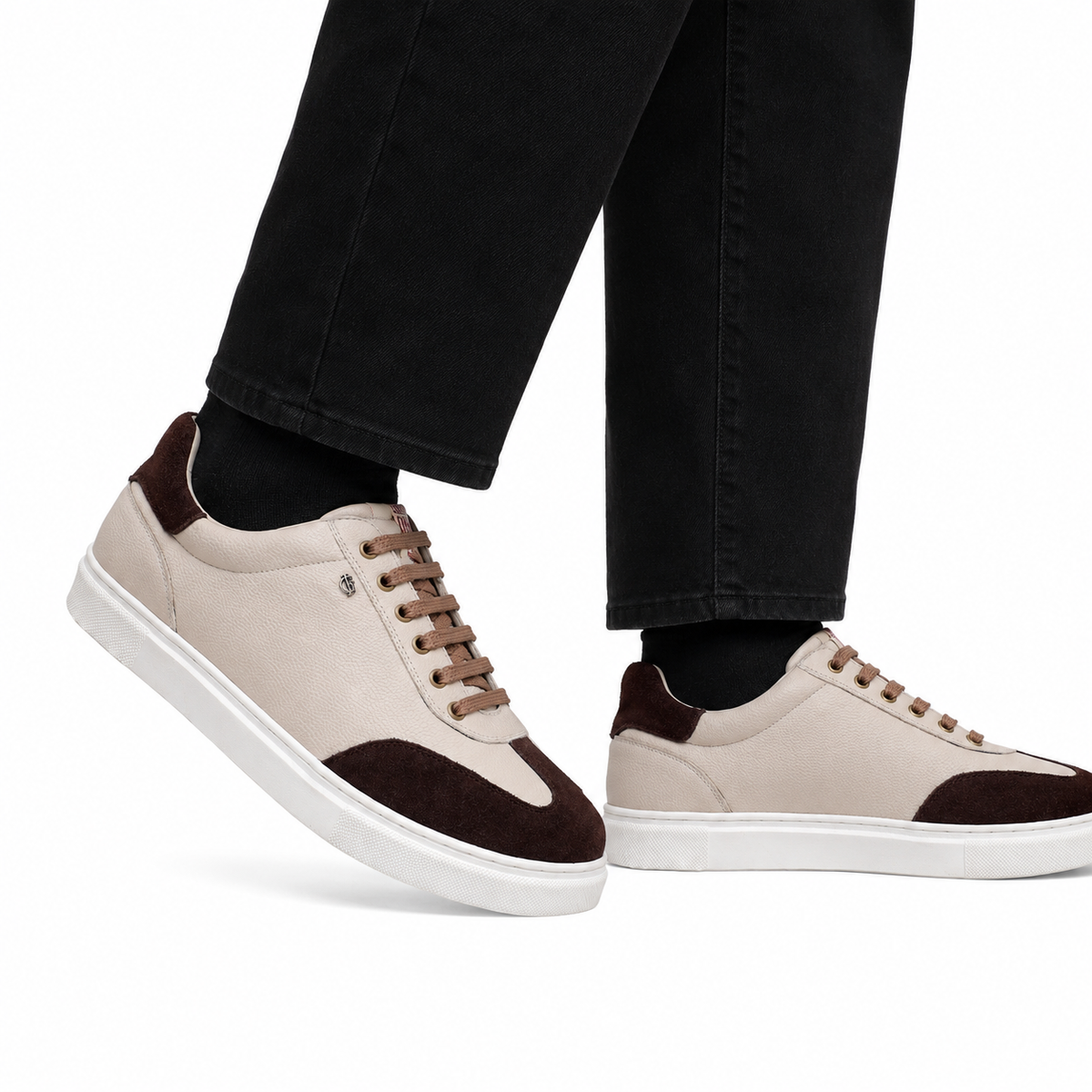 Eugenio  - Men's Beige & Dark Brown Sneaker