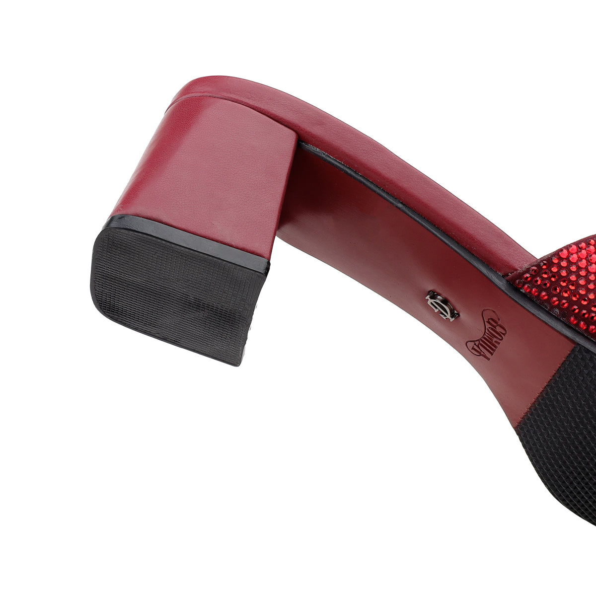 Isabel  - Women's Red Hand Set Crystals 50mm Heels